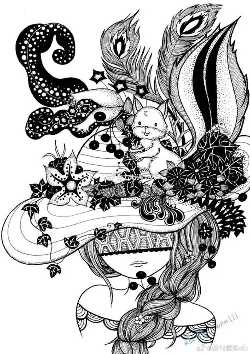 黑白线描插画##黑白装饰画##少儿美术教程参考##创意儿童美术##锻童