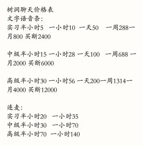 树洞聊天价格表