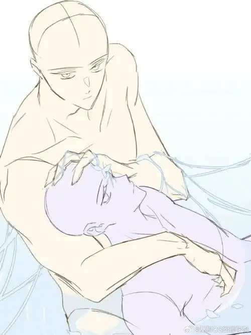 绘画超话#绘画参考##绘画素材#双人cp互动参考