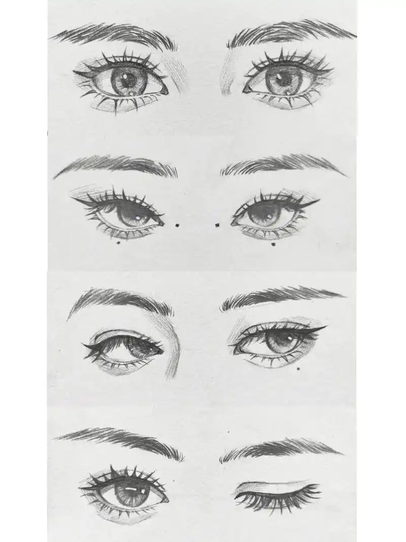 四款不同眼睛的详细教程～ #素描 #一学 - 抖音