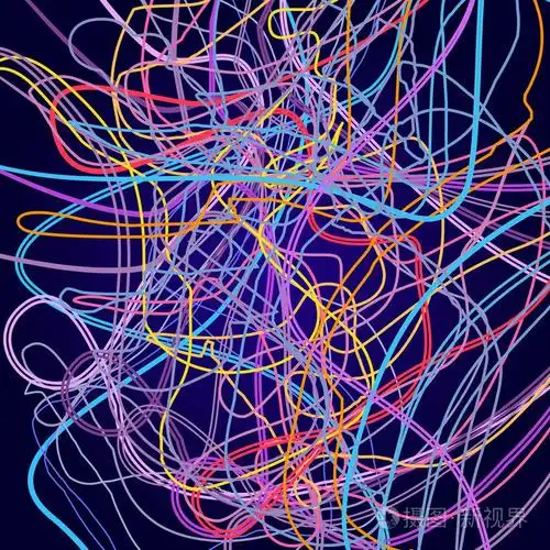 霓虹灯线条,抽象构成,明亮的背景下,乱七八糟的彩色线条,矢量设计艺术
