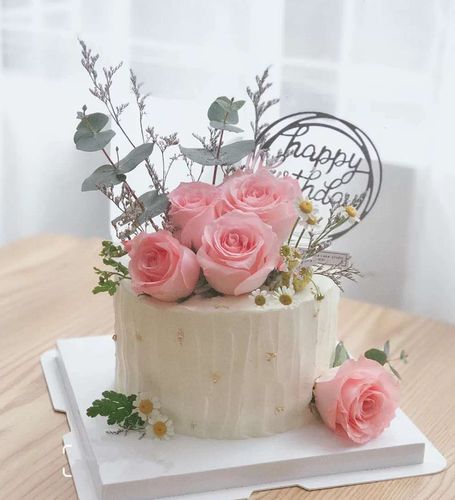 清新少女女神鲜花玫瑰洋桔梗生日蛋糕北京秦皇岛唐山廊坊保定同城