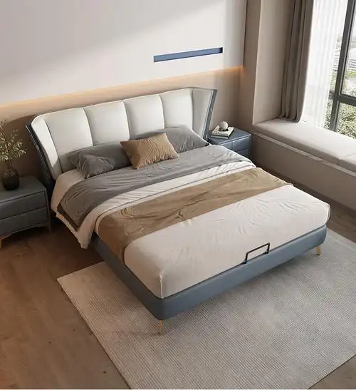 定制主卧双人床科技布意式极简轻奢床现代简约卧室双人布艺床北欧婚床