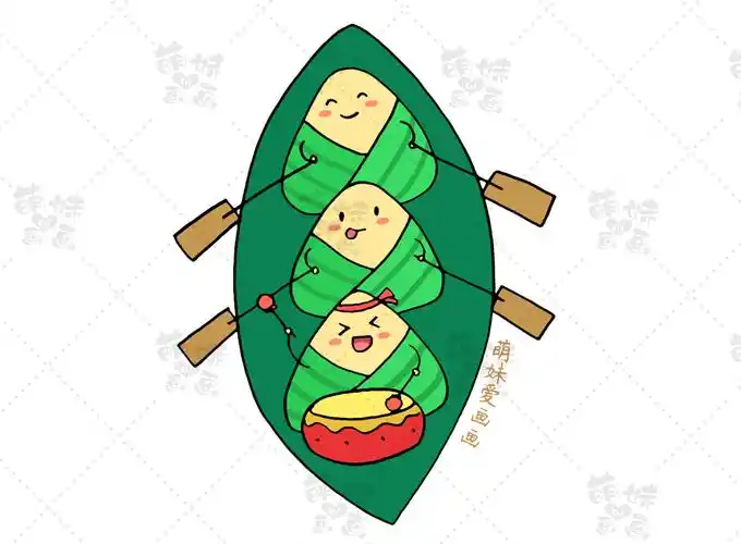 第一款简笔画:粽子赛龙舟