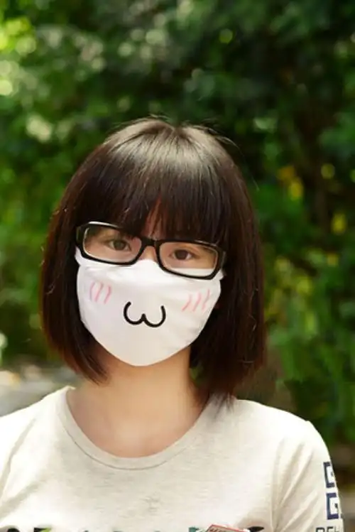 9u7动漫 颜文字口罩 纯棉三层防pm2.5 超萌可爱炸鸡块君颜表情