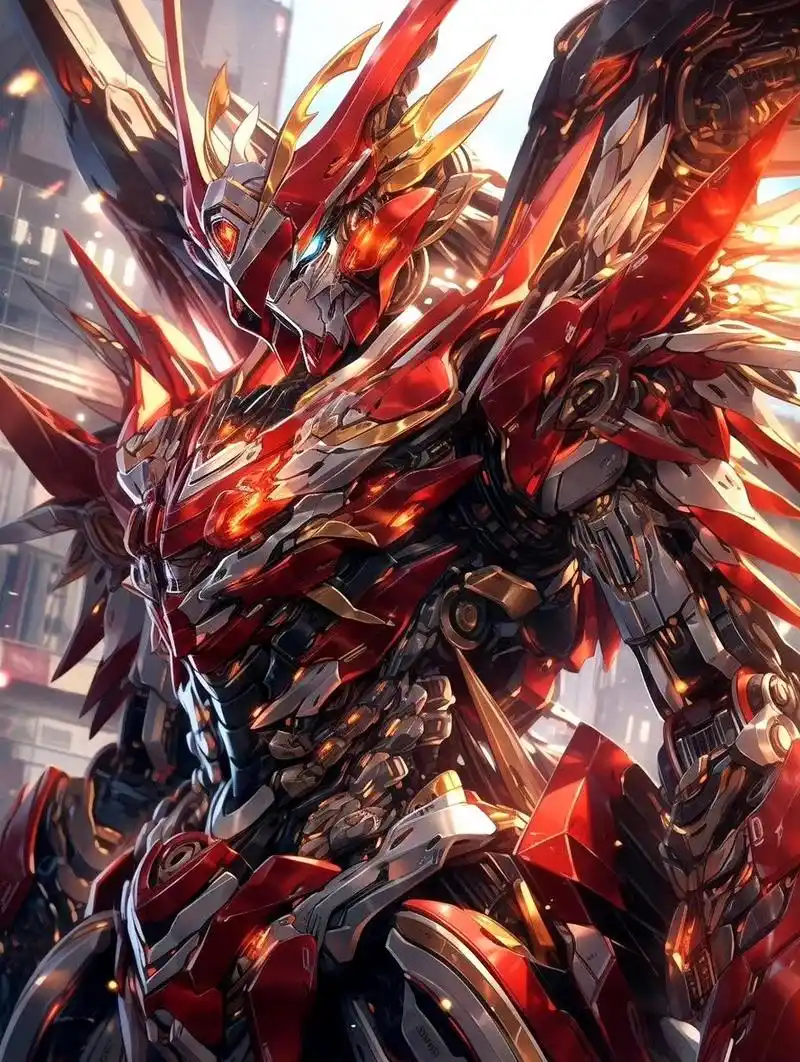 ai生成的一组机甲作品,外形锐利,机设张扬.#动漫# #插画# #机甲#