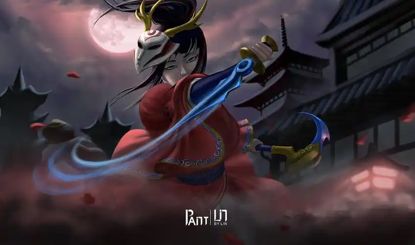 插画英雄联盟腥红之月鬼舞姬阿卡丽