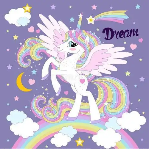 彩虹马独角兽简笔画q版