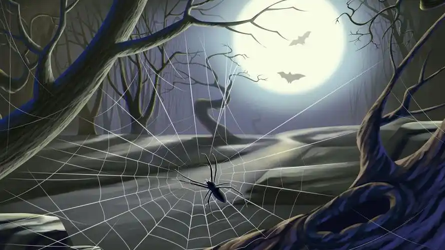 万圣节诡异阴森蜘蛛网恐怖蜘蛛图片桌面壁纸