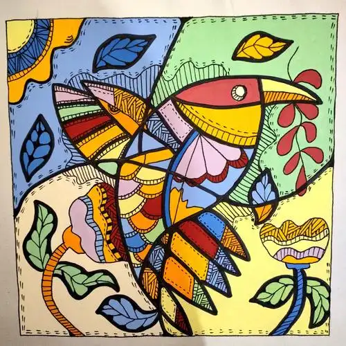 水粉装饰线描画