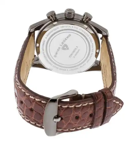 peninsula chronograph brown genuine alligator gunmetal dial - 不