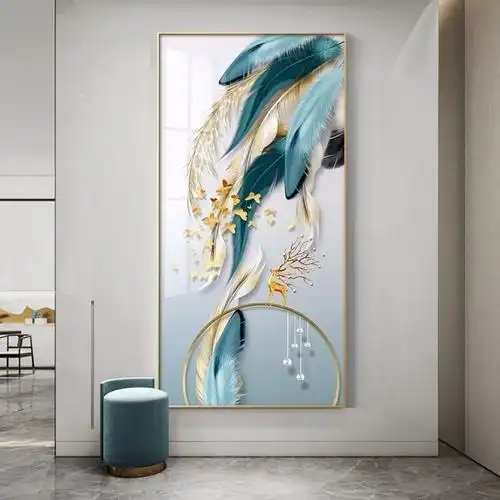 入户玄关装饰画走廊挂画过道壁画现代简约镶钻瓷画现代装饰画