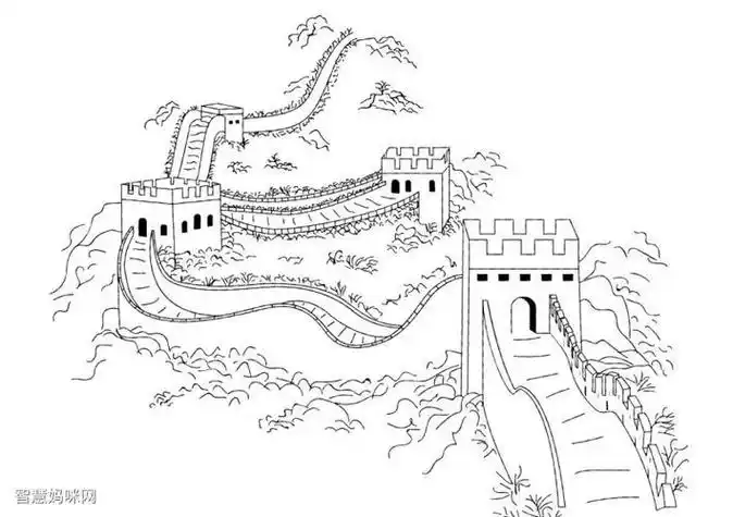 画怎么画素描长城简笔画集中国长城线描长城的画法简笔画六年级小学生