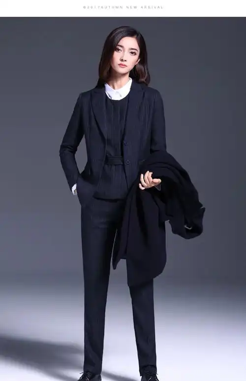 黑色毛呢大衣女中长款冬加厚职业装工作服西装领双面