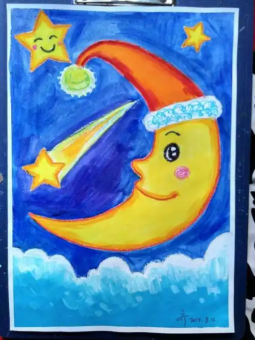 水粉画夜景月亮 怎么用水粉画夜晚的月亮