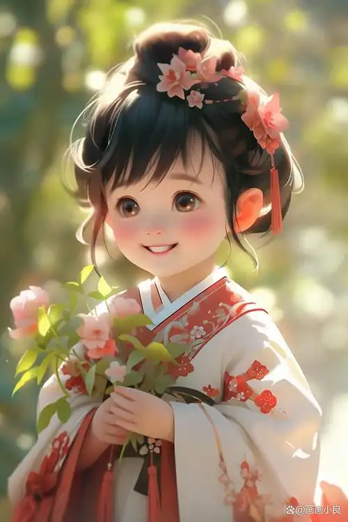 古风绘画:古装小女孩的诗意之美
