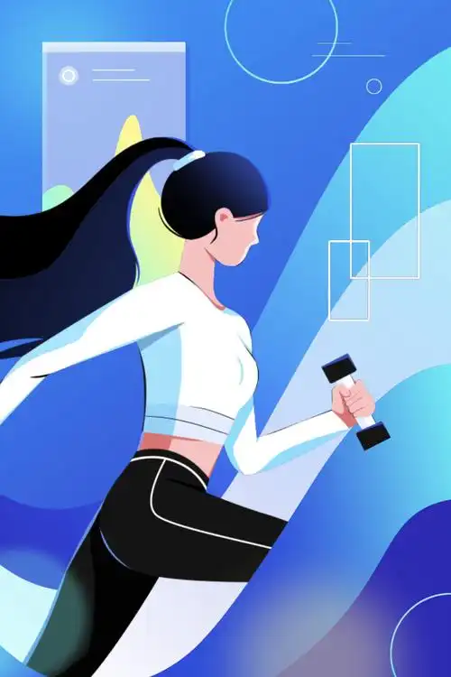 健身运动健身彩色手绘风竖版插画