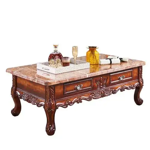 欧式茶几电视柜组合大理石t雕花边几实木茶几矮桌角几美式长方几