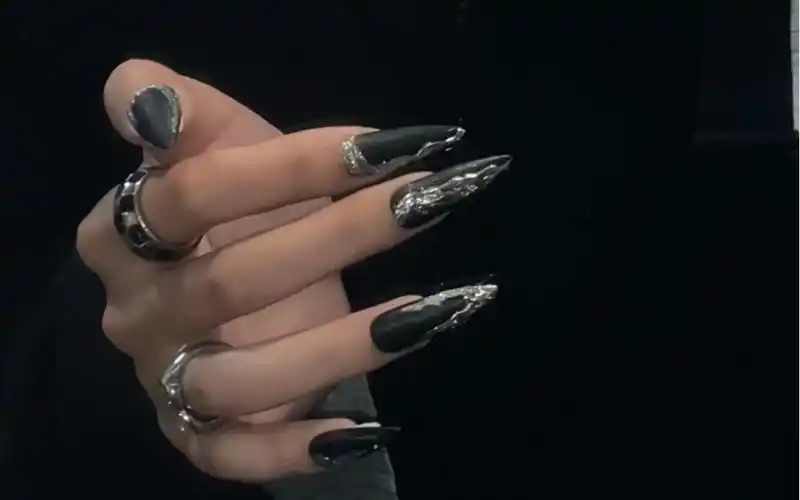 超简单超酷黑色融银美甲教程/海豹限时返场(狗头)