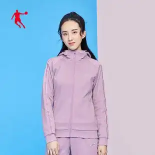 乔丹女装针织运动服女2020春季新款连帽跑步上衣卫衣女士外套外衣