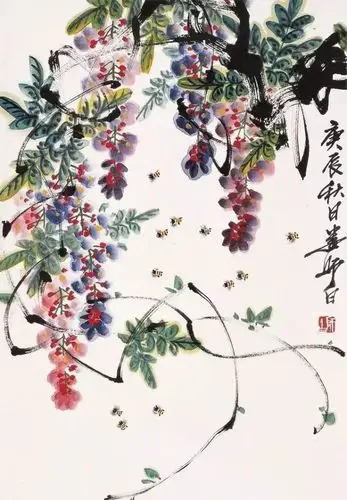 娄师白画紫藤,美丽心情!