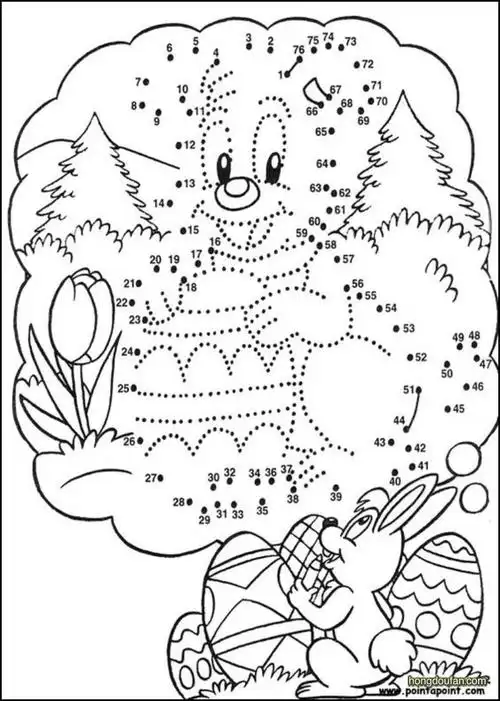 复活节趣味数字连线游戏打印图片下载-红豆饭小学生简笔画大全