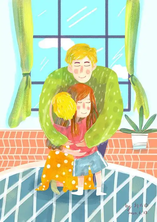 拥抱的一家三口|插画|儿童插画|刘六曰yue - 原创作品 - 站酷 (zcool)