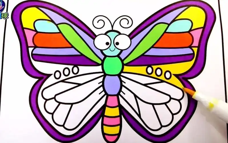 儿童彩绘教程,给美丽的蝴蝶涂上多彩的颜色