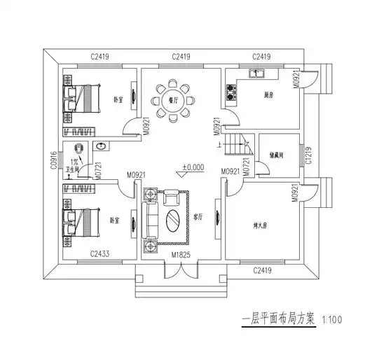 欧式一层别墅设计图平面图