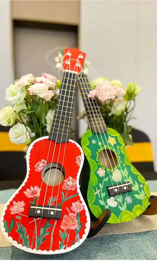 组装尤克里里diy小吉他手工制作自制材料包彩绘手绘画木质涂鸦 21英寸