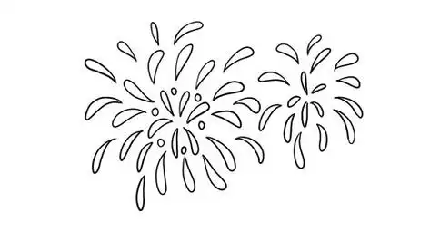 这一次的烟花我们可以画的稍微简单一点,水滴的朝向和大小也没有很