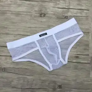 买2件包邮cockcon 男士网眼透明三角内裤 网纱低腰性感三角内裤