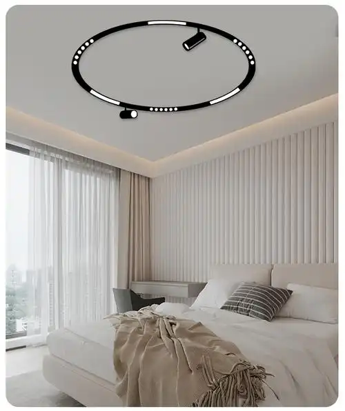 式 智能圆形磁吸轨道灯暗装嵌入式 定制环形客厅led无主灯槽线性明装