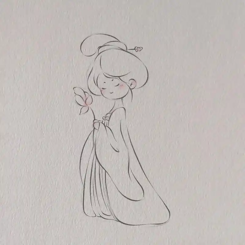 零基础手绘教程|曲线柔美|温婉可人#零基础学画画 #美术 # - 抖音