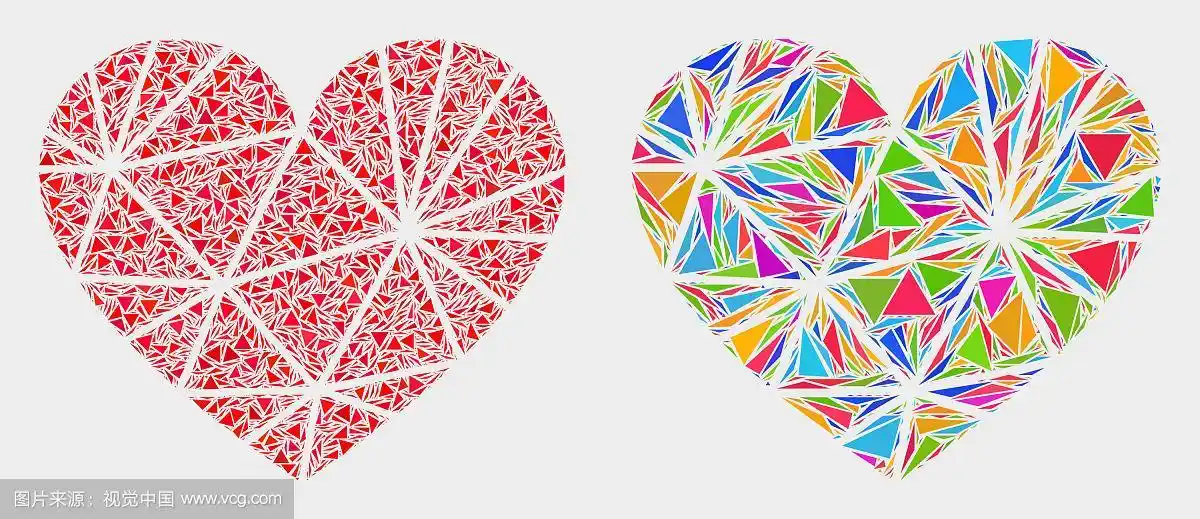 多边形的爱心马赛克图标