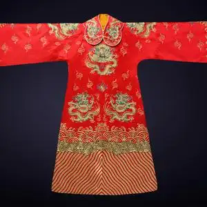 京剧戏曲蟒袍男昆曲龙蟒红色机绣龙袍戏服驸马状元戏曲服装