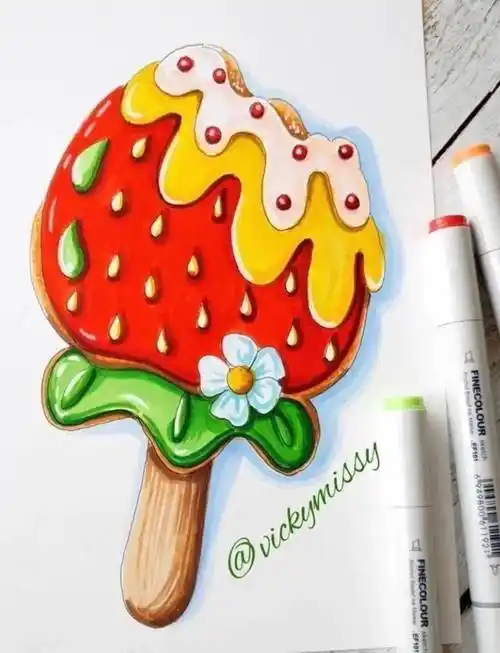 马克笔手绘 甜品 冰淇淋