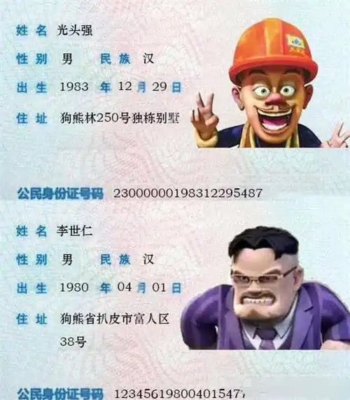 《熊出没》主角"身份证"曝光,看到李老板时,网友:我好害怕!