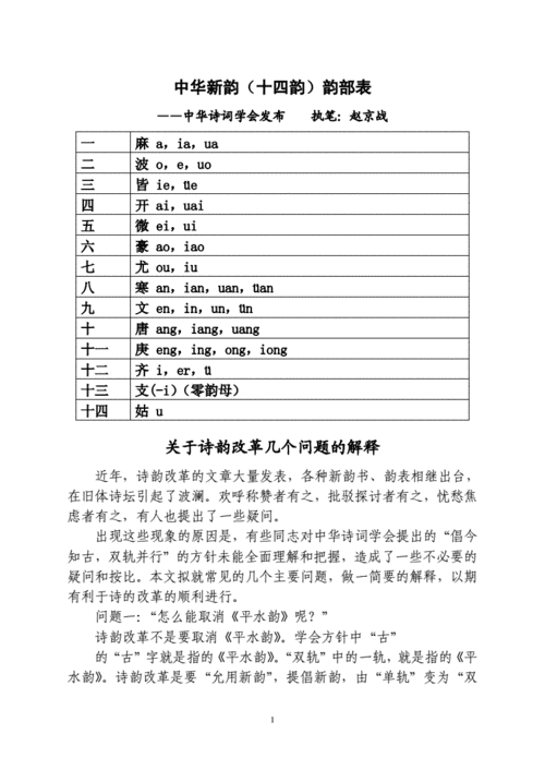 中华新韵十四韵韵部表pdf15页
