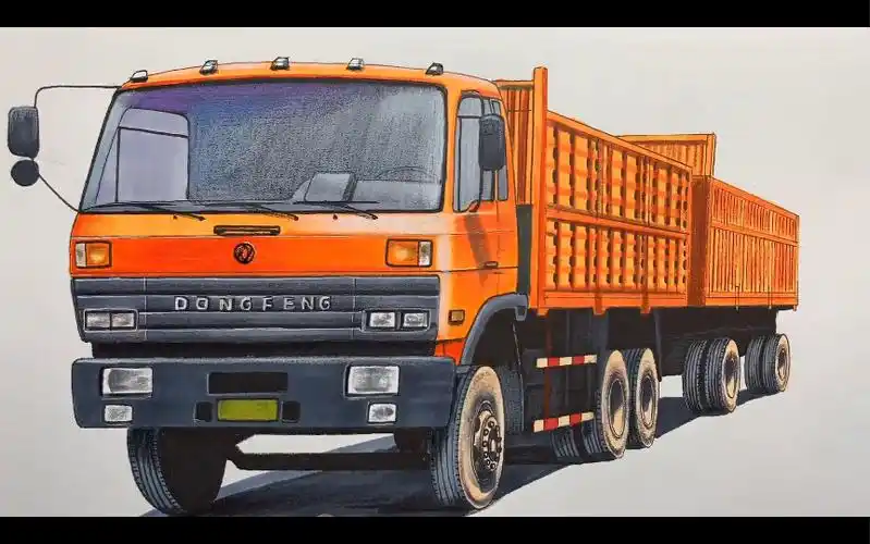 手绘东风全挂卡车,谢谢支持