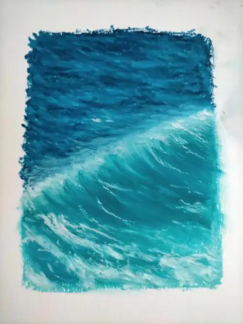 油画棒海浪呦