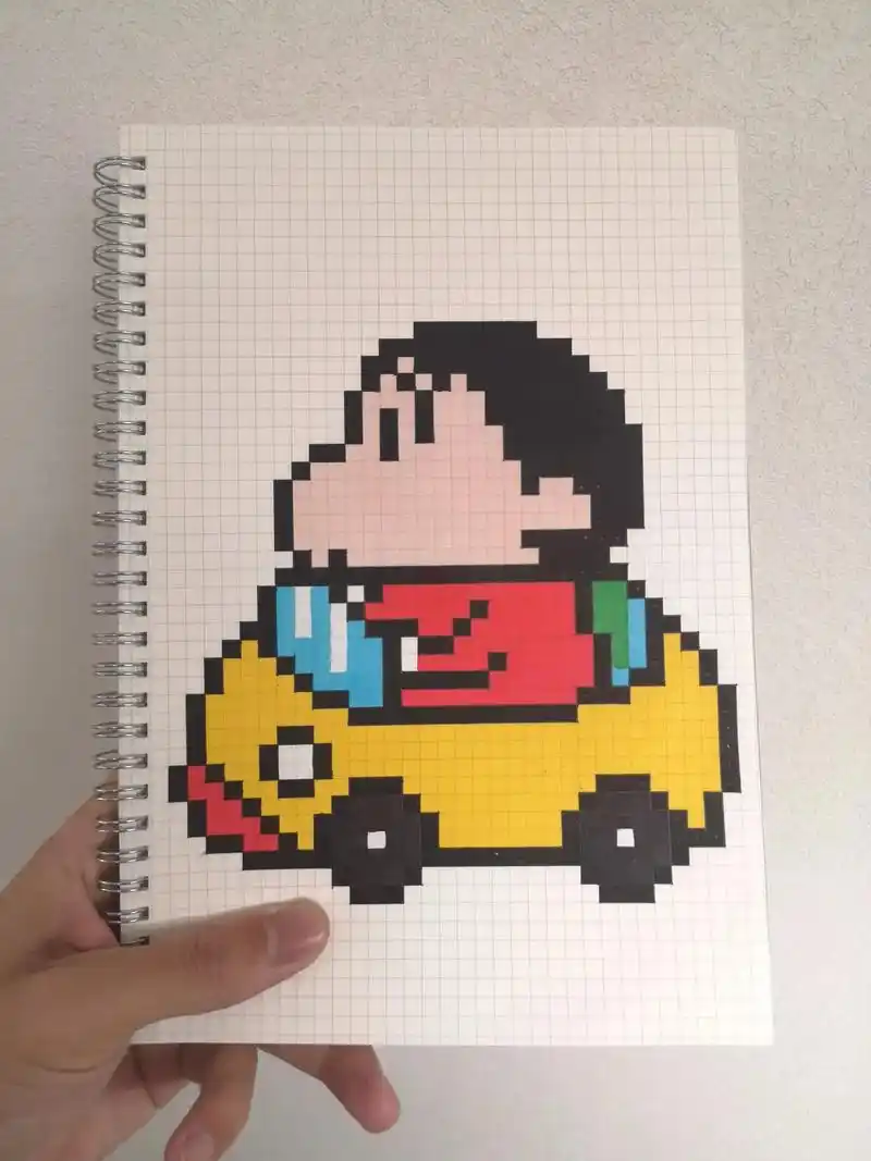 像素画 #格子画 #蜡笔小新 - 抖音