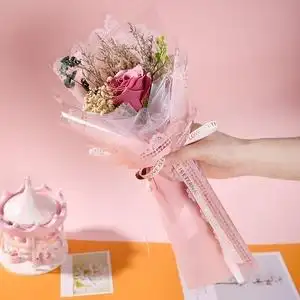 假玫瑰花仿真一支包装送人红色假花花束小束香皂花闺蜜礼物装饰花