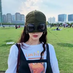飞行员帽子男潮反戴眼镜鸭舌帽女街头个性ins韩版百搭墨镜棒球帽