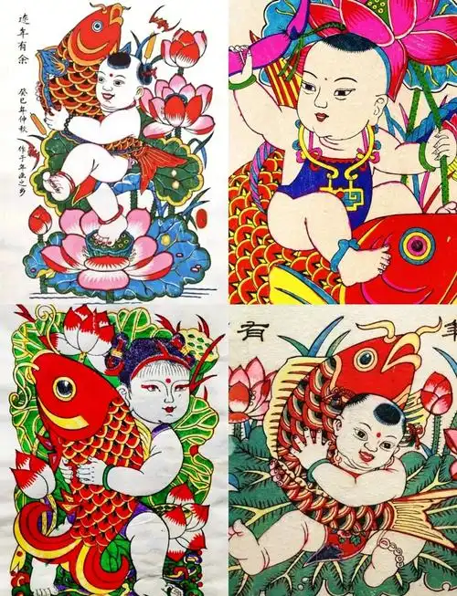 🎨 年画精选:莲年有余的美好寓意 🐟