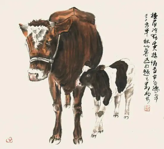 郑柏林画牛作品欣赏