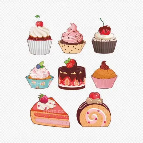 可爱甜品素材简笔画