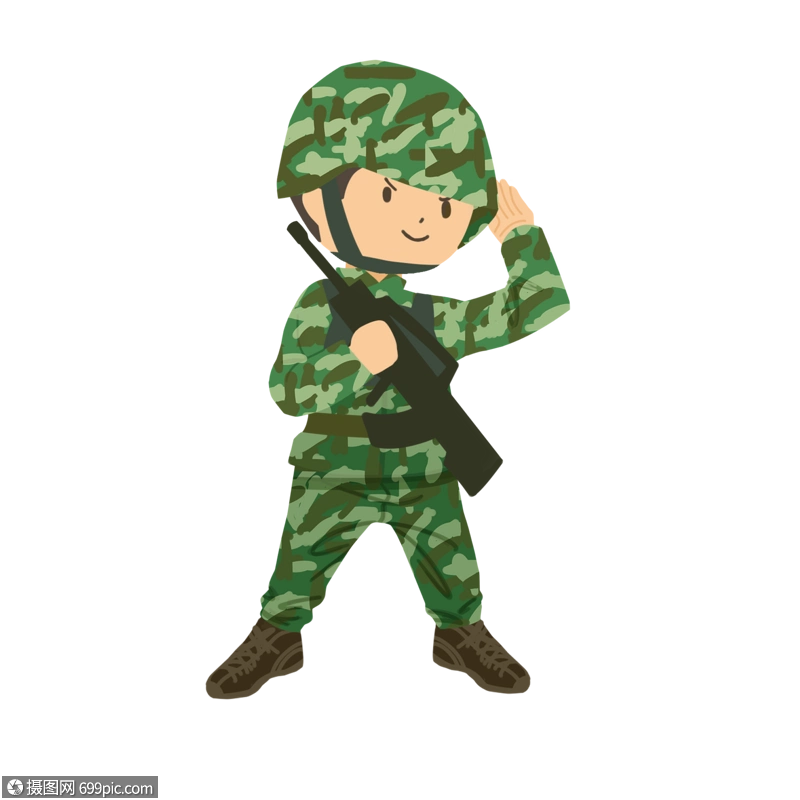 卡通建军节陆战队员军装枪械
