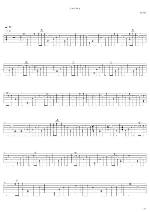 群星memory吉他谱