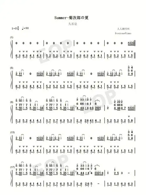 summer完美版菊次郎的夏天双手简谱
